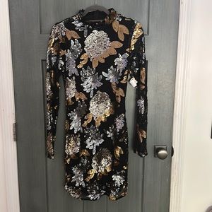 NWT Sequin, mock neck dress